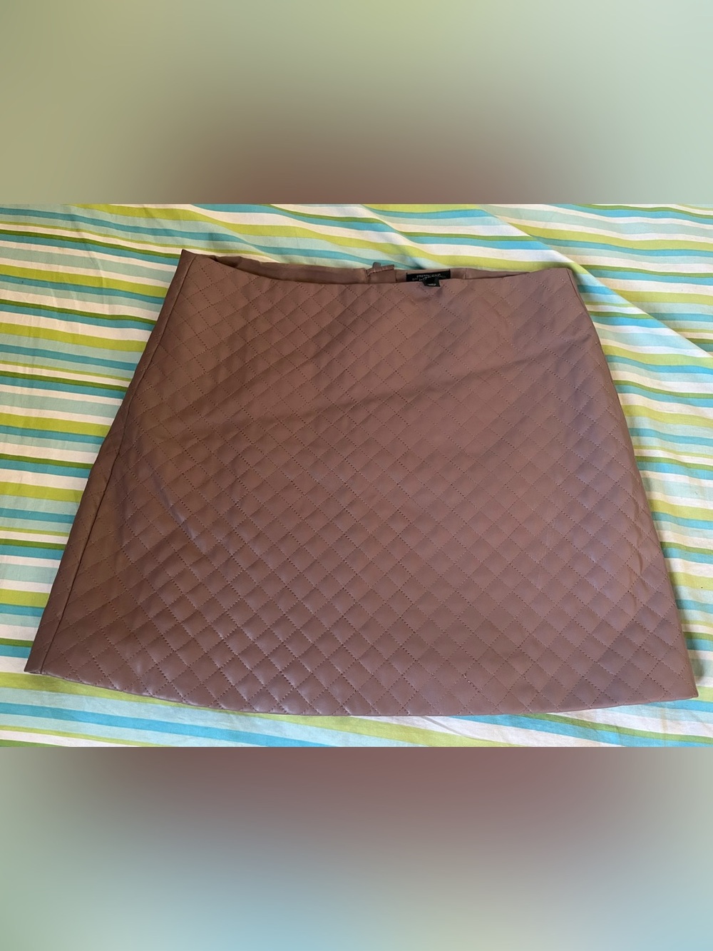 Faux Leather Quilted Brown A-Line Skirt